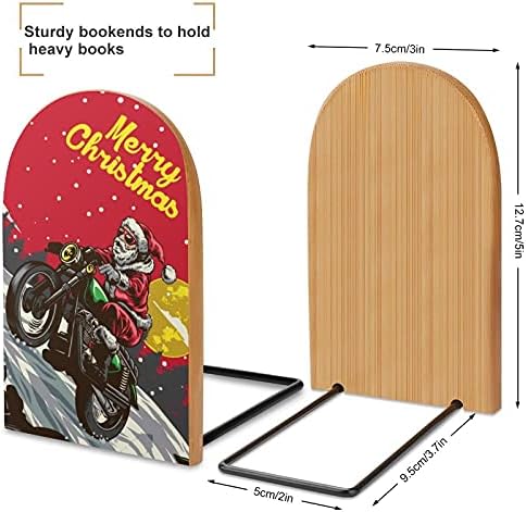 Funny Božić Santa Claus Motorcycle Bookshelf Neklizajući drveni bookend sto kancelarijski pribor Bookends