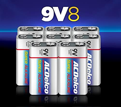 ACDelco 8-Count 9-Voltne Baterije, Super Alkalna Baterija Maksimalne Snage, Rok Trajanja Od 7 Godina,