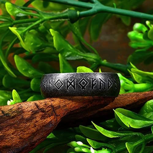 BAVIPOWER Viking Celtic runski prsten Antique Vintage Crni nehrđajući čelik nakit zaštita amajlija za muškarce
