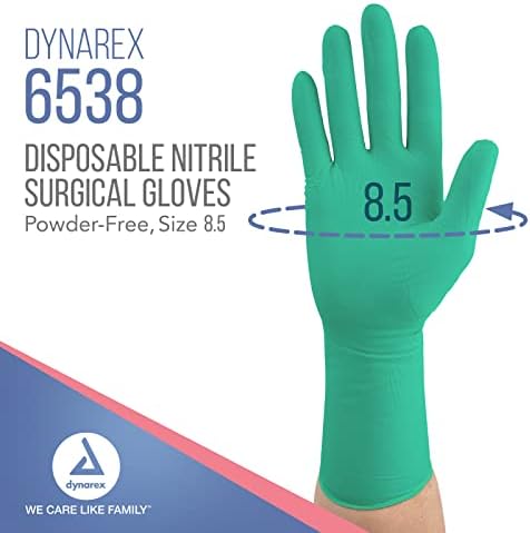 Dynarex sterilne jednokratne nitrilne hirurške rukavice, bez praha, upakovane u paru, profesionalna medicinska