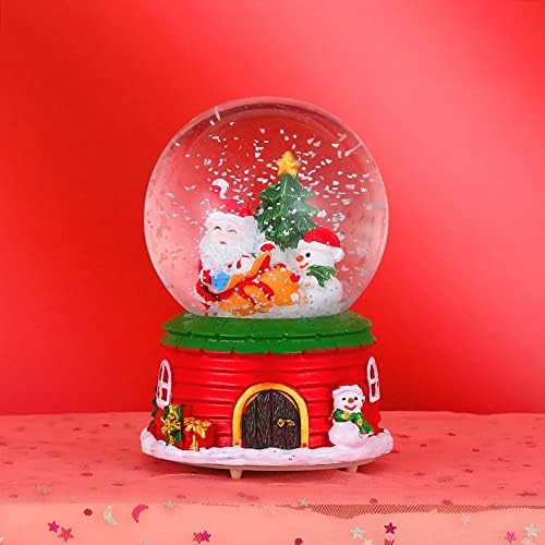 Božićni kristalni kuglični dekor Staklena smola ukrasna snježna globus šareno svjetlo muzičko kutije za