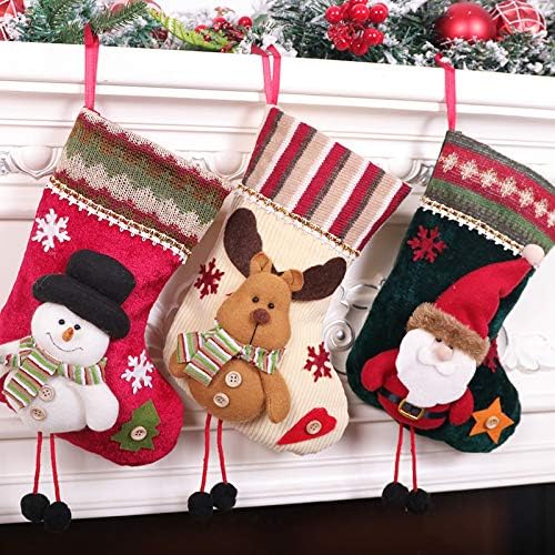 Partsqueen 3pcs Božićne čarape, Xmas Socks poklon bombona, snjegović, renacijsko Xmas karakter za obiteljski