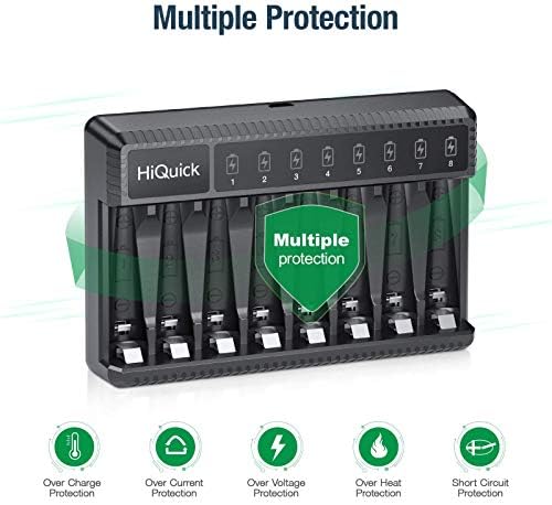 Hiquick 8 Bay pametni punjač sa 4AA i 4AAA baterije + 16 paketa AAA punjive baterije