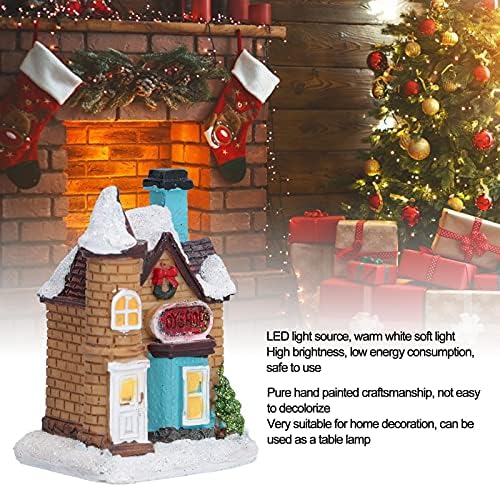 Liyjtk Božićno selo Kuće Gradsko dekoracija Slizovna sniježna kuća s toplom LED svjetlom ukrasima domaće spavaće