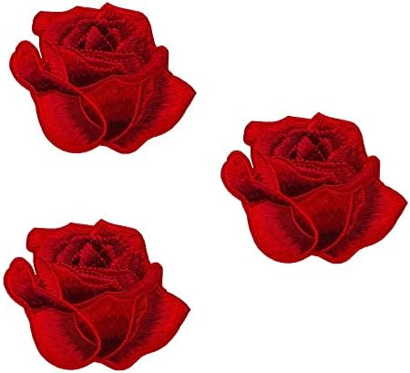 Qingxii decorr crvena cvijeta za šivanje / gvožđe na vezene mrlje odjeća haljina hat hlače cipele zavjesa šivanje