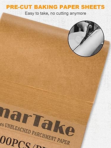 SMARTAKE 200 kom 9x13 pergament papir listovi za pečenje paket sa 200 kom 10 x 15 pergament papir za pečenje