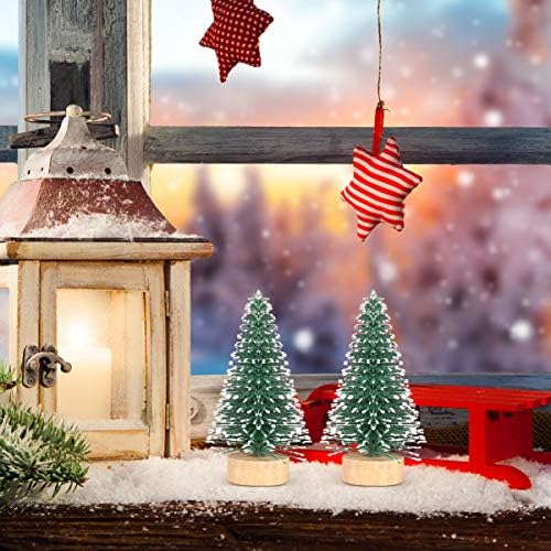 Veemoon Minijaturna božićna stabla mini sisal sa drvenim bazom umjetni snježni snijeg mrazmjerno stabla borove
