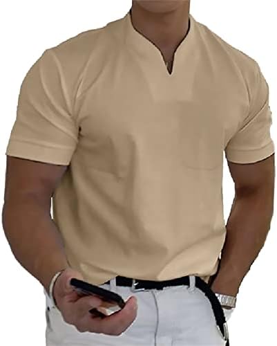 Muška mišića V-izrez košulja Slim Fit Gym Working kratki rukav Henley T majice Ljeto Bodybuilding