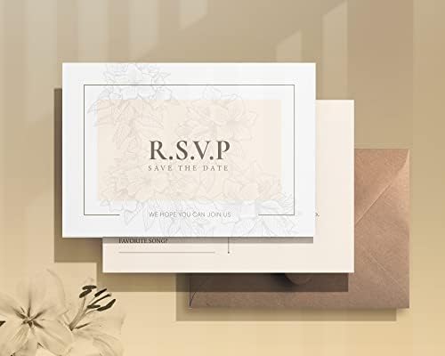 Razglednice RSVP sa koverte cvjetnim dizajnom, 4 '' x 6 '' - prazna poštanska strana, odgovori