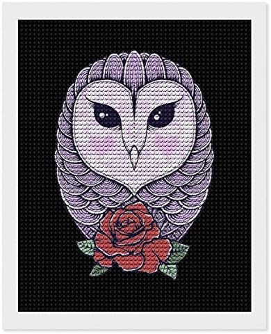 Owl Rose Dekorativni dijamantni setovi za farbanje smiješno 5D DIY pune bušilice Dijamantne tačke slika Naslovnica