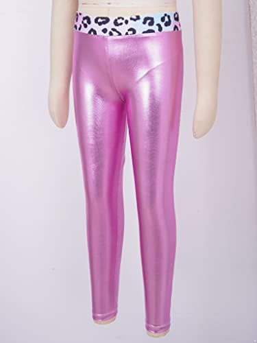 Mufeng Kids Girls Shiny Metalne atletske gamaše Yoga baletske plesne kompresijske hlače koji rade teretane
