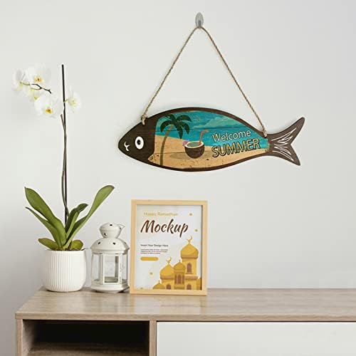 Ljetna drvena riba dobrodošla potpisuju nautički zid umjetničko dekor viseći vintage riblje