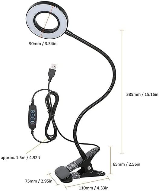 Lampica za čitanje tablice lampica USB stola sa 3 modusa boja Gooseoseck Clip svjetlo za desknu faru