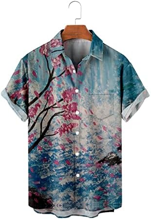 WABTUM Boho majice za muškarce, muške tipke dolje do majica na plaži Vintage Bowling majice Havajska ležerna
