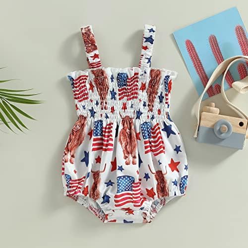 Novorođena dječja djevojka 4. jula Outfit novorođenčad Amercran zastava Halter Romper Tutu Bodysuit