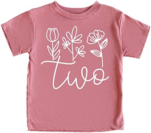 Dva cvjetna 2. Rođendanska košulja za male djevojke drugi rođendan Outfit