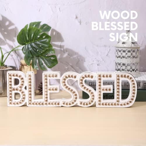 Baysbai blagoslovljeni znak, ukrasni drveni zrna zbirni zidni dekor za poklon zahvalnosti, rustikalni