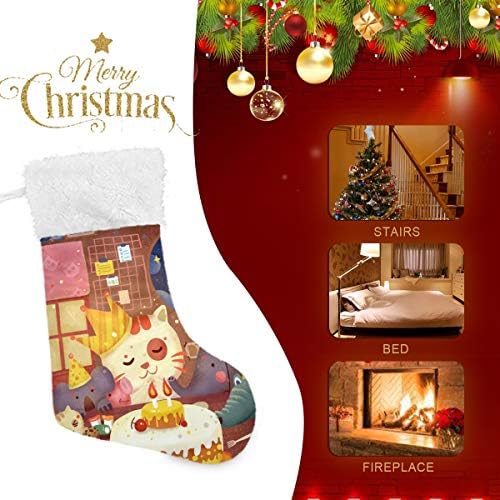 Pimilagu Cat Rođendan Božićne čarape 1 paket 17.7 , viseći čarape za božićnu ukrasu