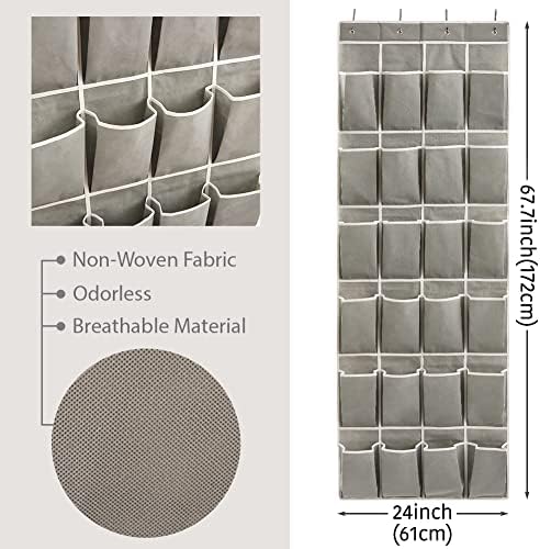 EZOWare Set od 4 tkane korpe za odlaganje sa papirnim užetom sa poklopcem + preko vrata viseća 24 velika