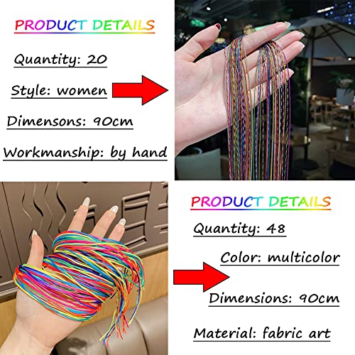 68kom šareni konac za kosu za pletenu traku za užad u boji, Multi Rainbow mješoviti konac za