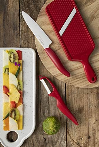 Kyocera Advanced Ceramic Revolution serija 5-1 / 2-inčni santoku nož i y-pileer set, crveni