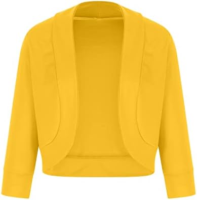 Žene obrezive jakne za blejzer Casual Open Front Cardigan Radni ured Kratki kaput Dugih rukava lagana blužana