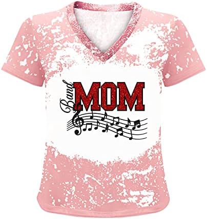 Bend Mama Shirts Žene Funny Pismo Print Mama Majica Kratki Rukav Casual Mama Life Shirts V Vrat Izbijeljeni