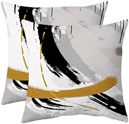 Crno zlato bacanje jastuka 20 x20 inča Moderna apstraktna umjetnička jastučna minimalistička linija tinta