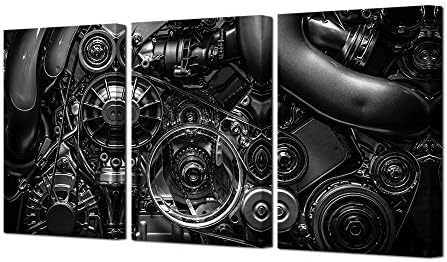 HOMEOART motor zidni umjetnički krupni plan oprema i lanac crno-bijela slika platno Print Gallery Wrapped