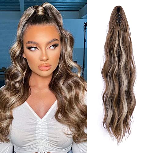 Lommel Ponytail Extensions Claw Clip rep Extensions for Women 20 Inch Long Wavy rep Extensions Fluffy Synthetic