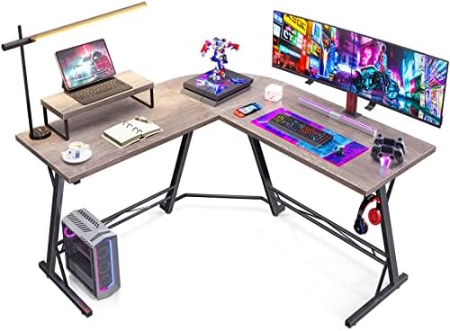 Casaottima Gaming Desk računarski sto u obliku slova L, ugaoni sto za kućnu kancelariju sa postoljem za Monitor
