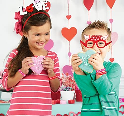 32pcs Valentines Party pribor za glavu za glavu Heartnines Naočale i silikonska narukvica za valentinovo naklonost