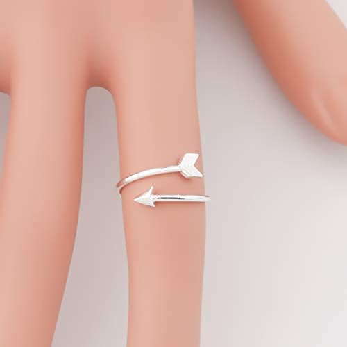 HOLLP Silver Classic Love Sideways Arrow Open Ring Friendship nakit Valentinovo poklon za žene djevojke