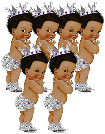 Artpaperwonders Silver Prince Cuteouts Afrički američki kraljevski rođendan dekor za tuširanje