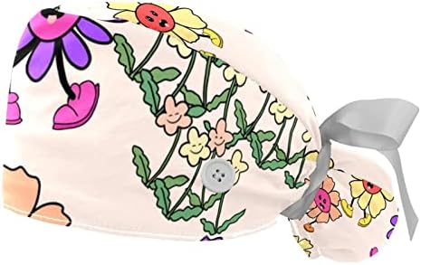 Niaocpwy smiješno cvijeće slatka radna kapa s tipkama dugačka kosa elastična vrpca kravata