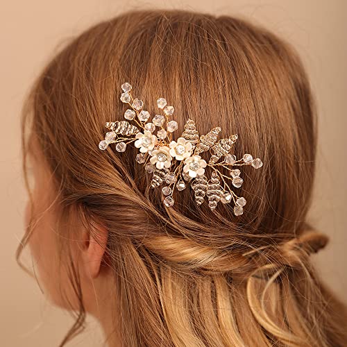 Jumwrit Rose Gold Bridal Hair češalj za vjenčanje Rhinestone češalj za kosu ručno rađeni češalj za kosu