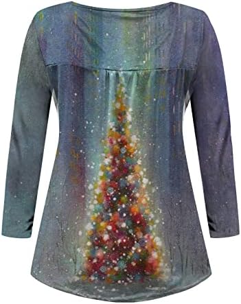 Svijetli džemper sa božićnim drvvima Žene sakriju trbuh naletiranu košulju Henleyja košulja Dressy