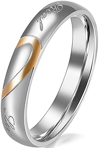 Oyalma Lover's Heart Shape 316L Muški ženski prsten obećanjaprava ljubav par vjenčanih prstenova - 1 komad - žene