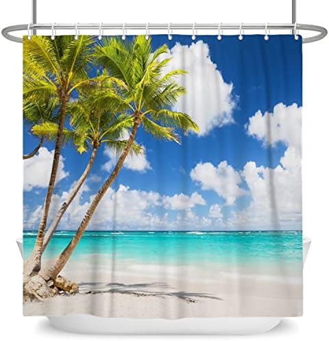 Arrebolart Ocean Beach Curkin za zavjese Tropical Palm Trees Tuš Curtains Ljeto Plavo nebo Primorski pejzažni