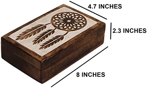 ETROVES 8-inčno izrezbareno drveno čuvanje kutije sa poklopcem - Skladište drva Mala poklon