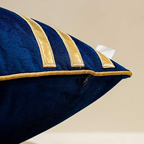 Avigers 20 x 20 inča mornarsko plavo zlato kožni prugasti koferi za jastuke Luksuzni europski bacanje