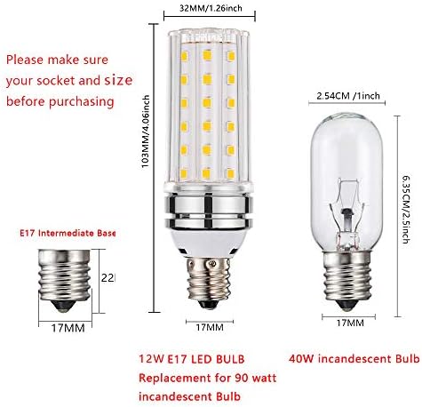 AHEVO E17 LED Sijalice, 80-100w ekvivalentno, 12w, 1200 lumena, bijele 6000k,Srednja E17 baza, ne kandelabra