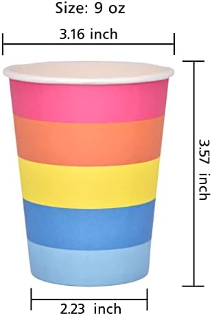 DYLives 50 COUNT Rainbow čaše, 9 oz Duybow Party isporučuje šarene trake papira za papir za