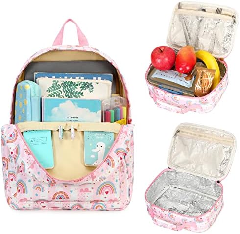 Bluboon ruksak za djevojčice dječiji ranac za predškolsku ustanovu sa kutijom za ručak Obdanište Knjižara Set