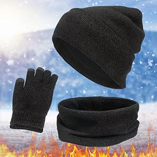 KEUSN muškarci žene kape za zimu topla vunena kapa šal rukavice Slouchy tri komada zimski snijeg pletena