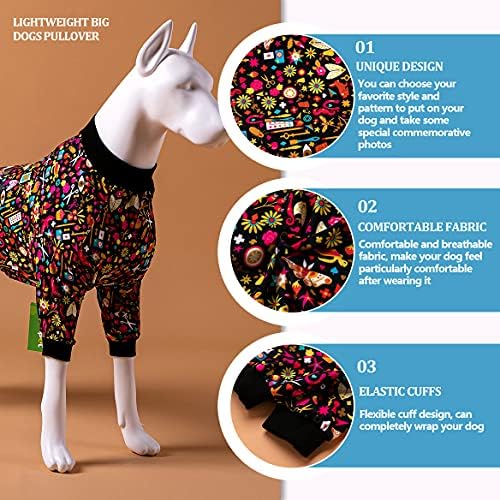 LovinPet lagana pidžama za pse u puloveru/Pjs za pse sa punim pokrivanjem sa crnim ukrasima/ručni