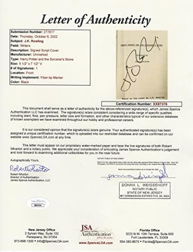 JK Rowling potpisan minijaturni autogram 7,5x5.5 Harry Potter i čarobnjarov kamen potpuni film