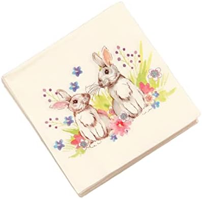 40-CT 13 X13 Proljeće SOSTER 3-PLY papir salvete | Predivne bijele zečeve na livadi među cvjetama