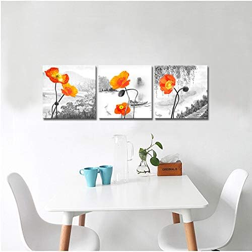 Derkymo3 ploče narandžasti Mak slike printovi na platnu crno-bijeli zid umjetnička elegantna cvjetna umjetnička