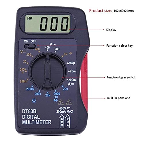 Quul multimetar DT83B džep digitalni ammeter voltmete DC / AC Ohm ispitivač mjerača električni instrumenti